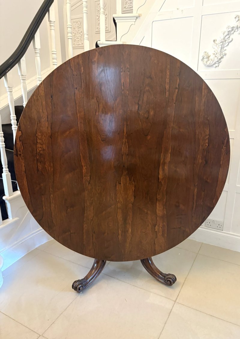 Outstanding Quality Antique Victorian Carved Rosewood Circular Dining Table - Image 3